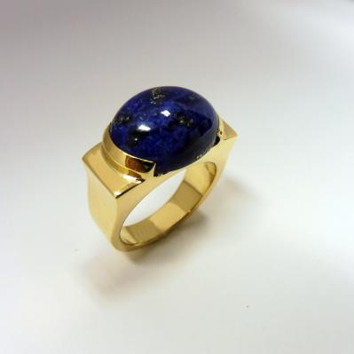 bague lapis-lazuli cabochon poids 16grs90